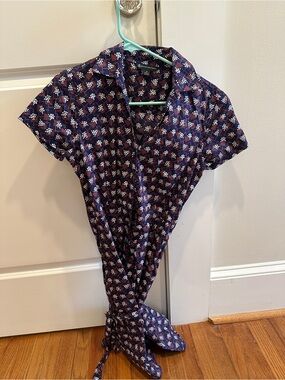 NEW Brooks Brothers Classic Navy Floral Shirt Dress with Belt - size 2